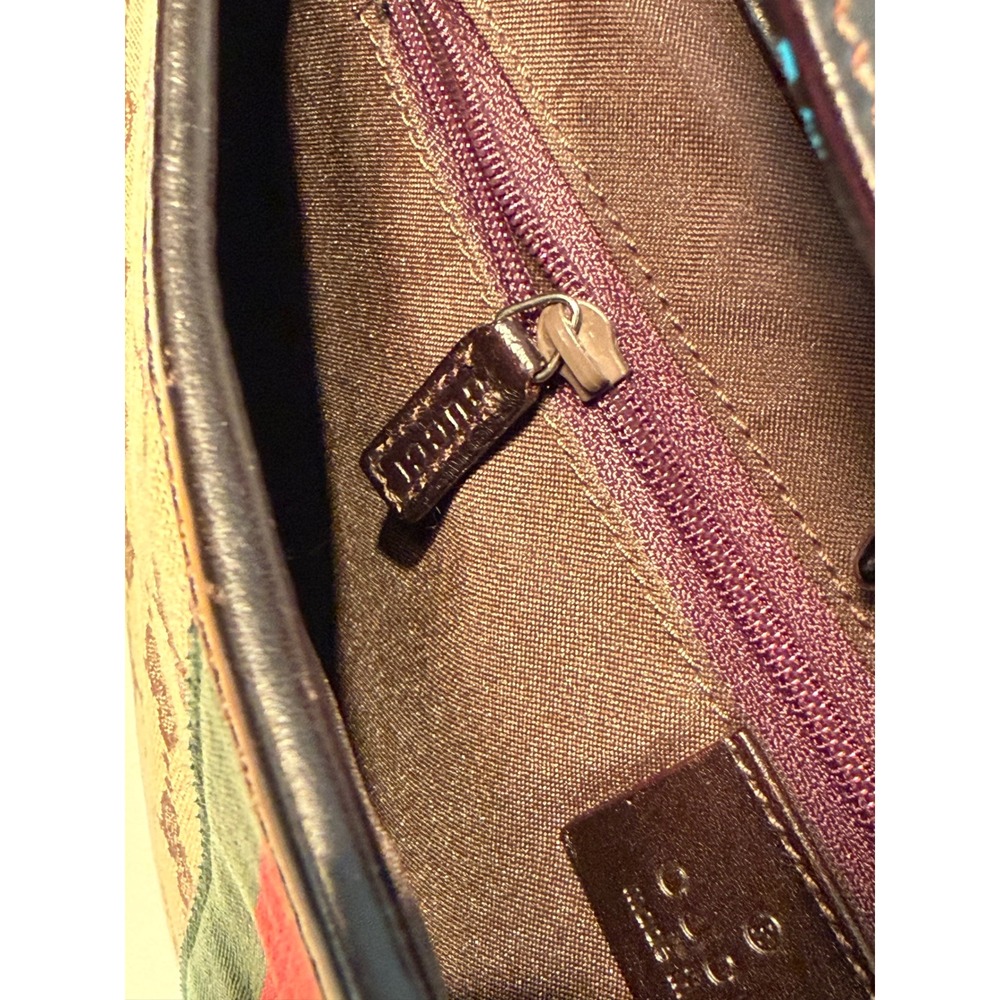 Gucci Jackie O GG Supreme Canvas Web Stripe Hobo Bag Brown Leather‎ Trim Vintage - Picture 7 of 14